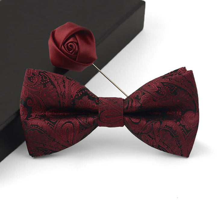 Set di 3 fazzoletti da uomo con papillon bordeaux