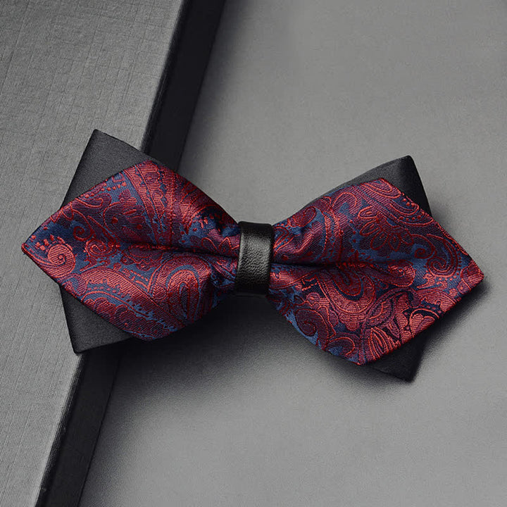 Set di 3 papillon a doppia punta con motivo Paisley esotico da uomo