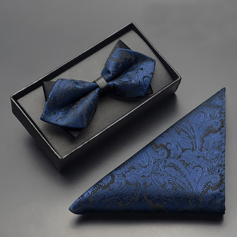 Set di 3 papillon a doppia punta con motivo Paisley esotico da uomo
