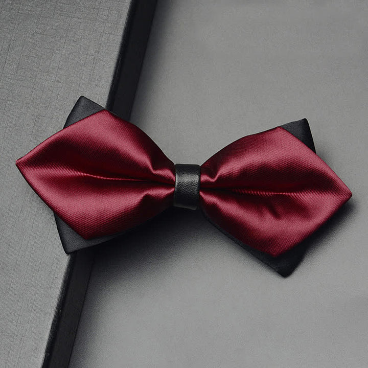 Set di 3 papillon classici a doppio strato da uomo - Borgogna - Papillon - image 1