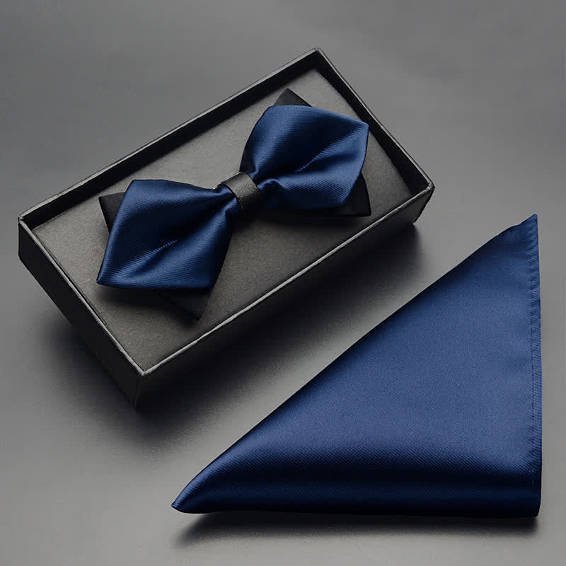 Set di 3 papillon classici a doppio strato da uomo - Marina Militare - Papillon + Fazzoletto - image 7