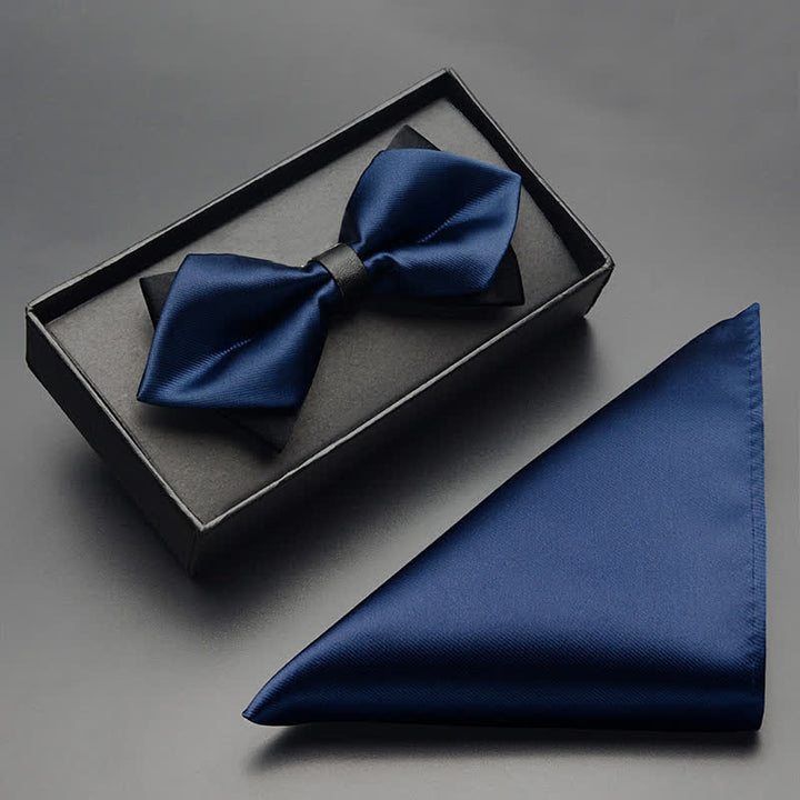 Set di 3 papillon classici a doppio strato da uomo - Marina Militare - Papillon + Fazzoletto - image 7