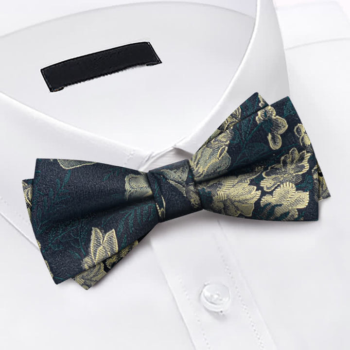 Set di 3 cravatte da uomo con motivo a farfalla e fiori verde scuro