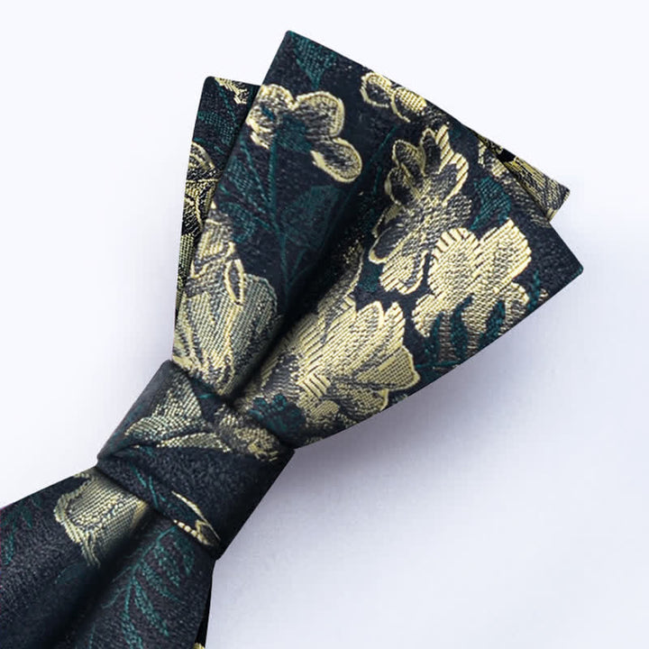 Set di 3 cravatte da uomo con motivo a farfalla e fiori verde scuro