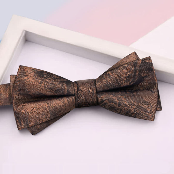 Set di 3 cravatte da uomo vintage in bronzo con motivo a farfalla e fiori