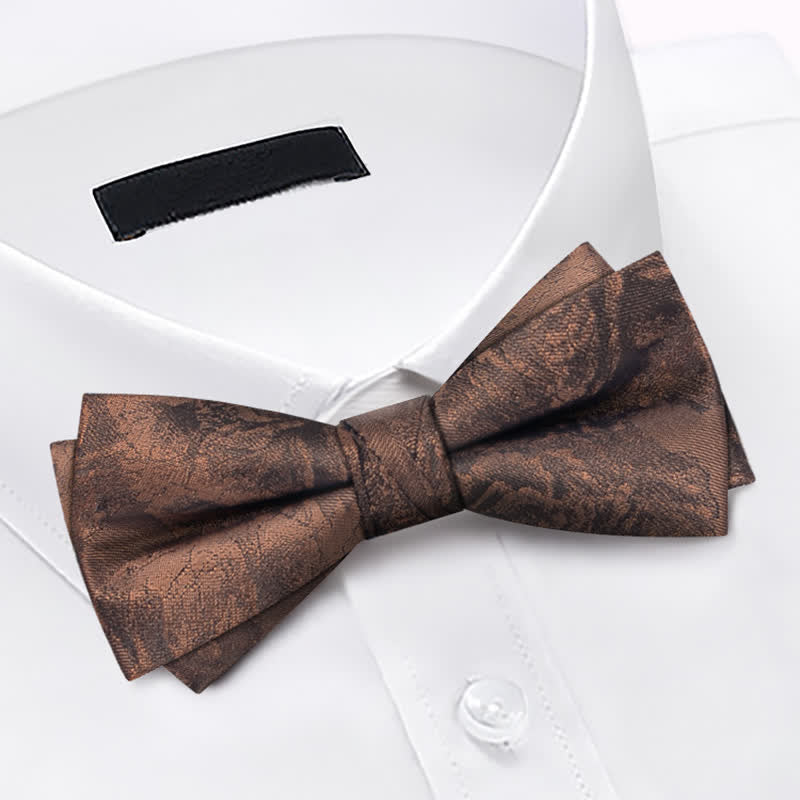 Set di 3 cravatte da uomo vintage in bronzo con motivo a farfalla e fiori