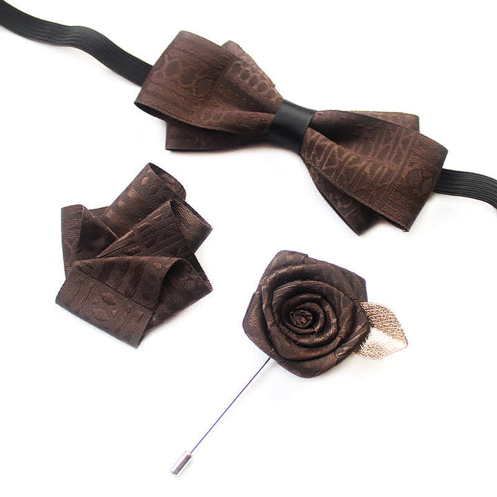 Set di 3 cravatte a farfalla eleganti vintage da uomo con linee scure
