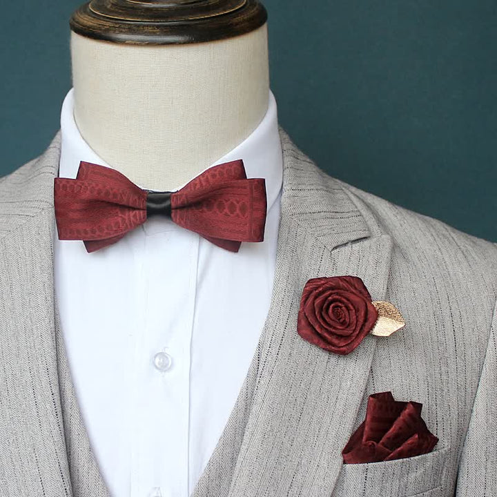 Set di 3 cravatte a farfalla eleganti vintage da uomo con linee scure