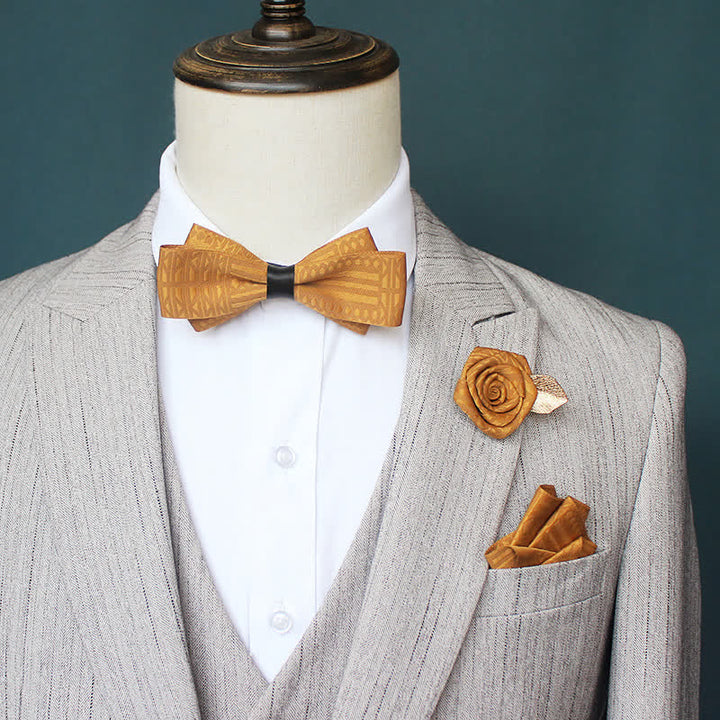 Set di 3 cravatte a farfalla eleganti vintage da uomo con linee scure - image 3