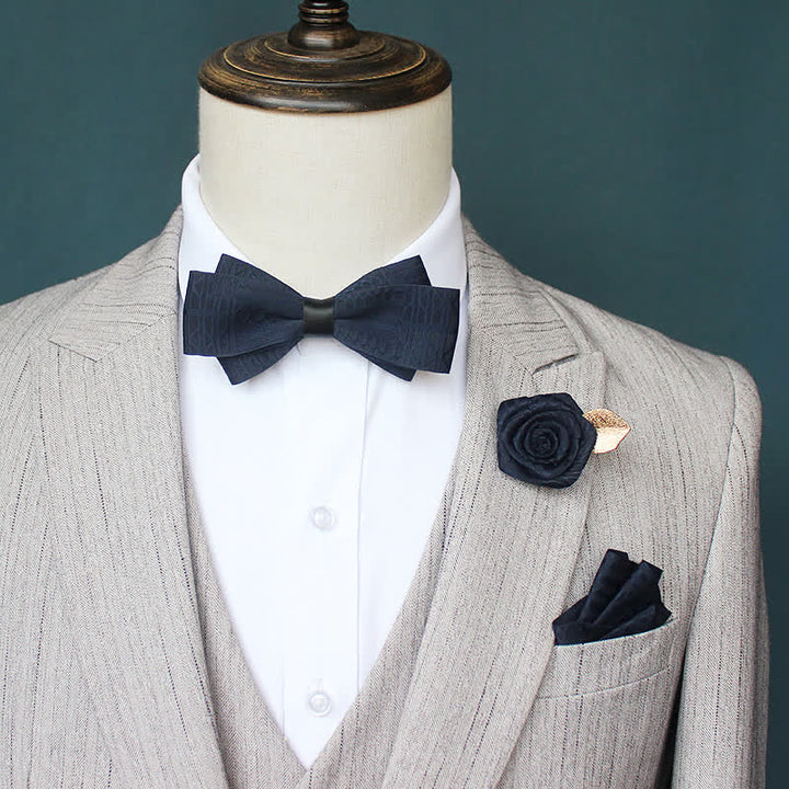 Set di 3 cravatte a farfalla eleganti vintage da uomo con linee scure