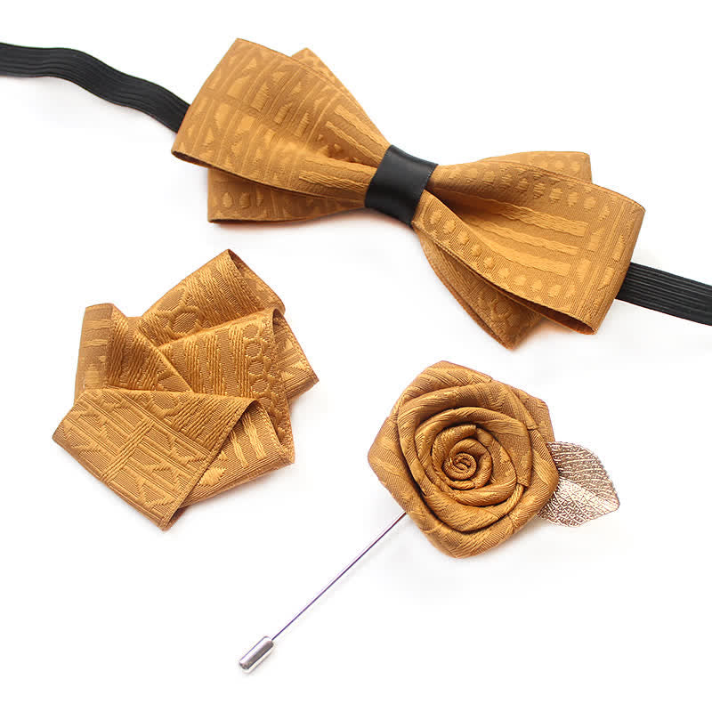 Set di 3 cravatte a farfalla eleganti vintage da uomo con linee scure