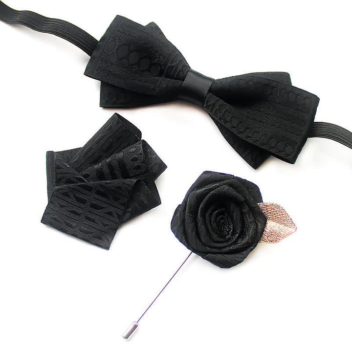Set di 3 cravatte a farfalla eleganti vintage da uomo con linee scure