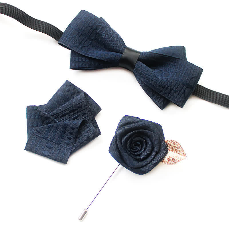 Set di 3 cravatte a farfalla eleganti vintage da uomo con linee scure