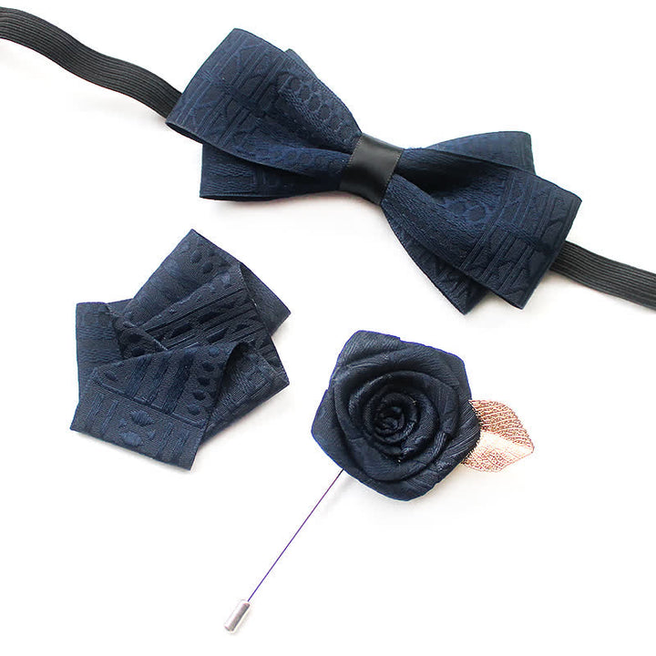 Set di 3 cravatte a farfalla eleganti vintage da uomo con linee scure