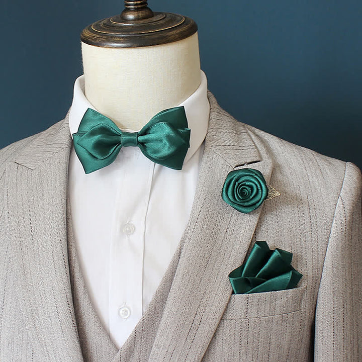 Set di 3 papillon con corsage di rose per sposo e sposo da uomo