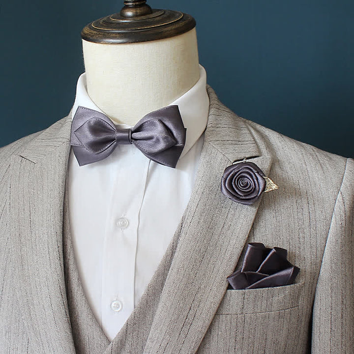 Set di 3 papillon con corsage di rose per sposo e sposo da uomo
