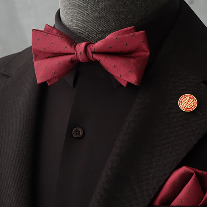 Set di 2 fazzoletti con papillon e motivo floreale bordeaux da uomo