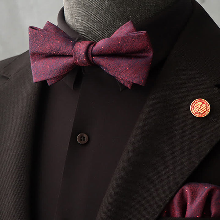 Set di 2 fazzoletti con papillon e motivo floreale bordeaux da uomo