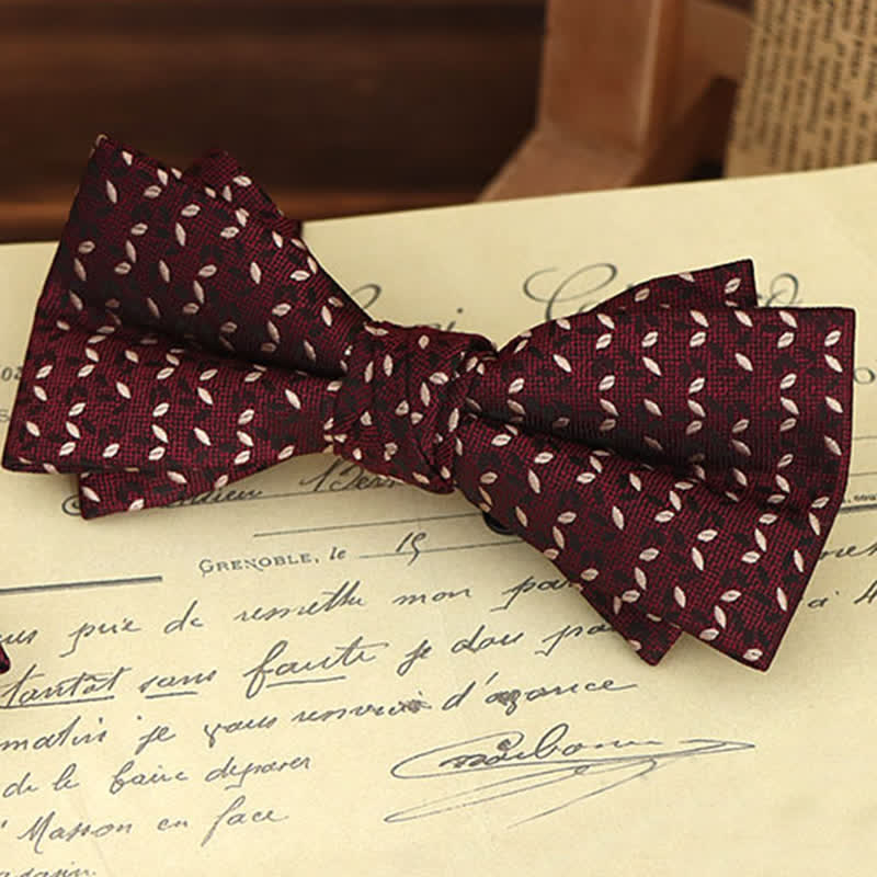 Set di 2 fazzoletti con papillon e motivo floreale bordeaux da uomo