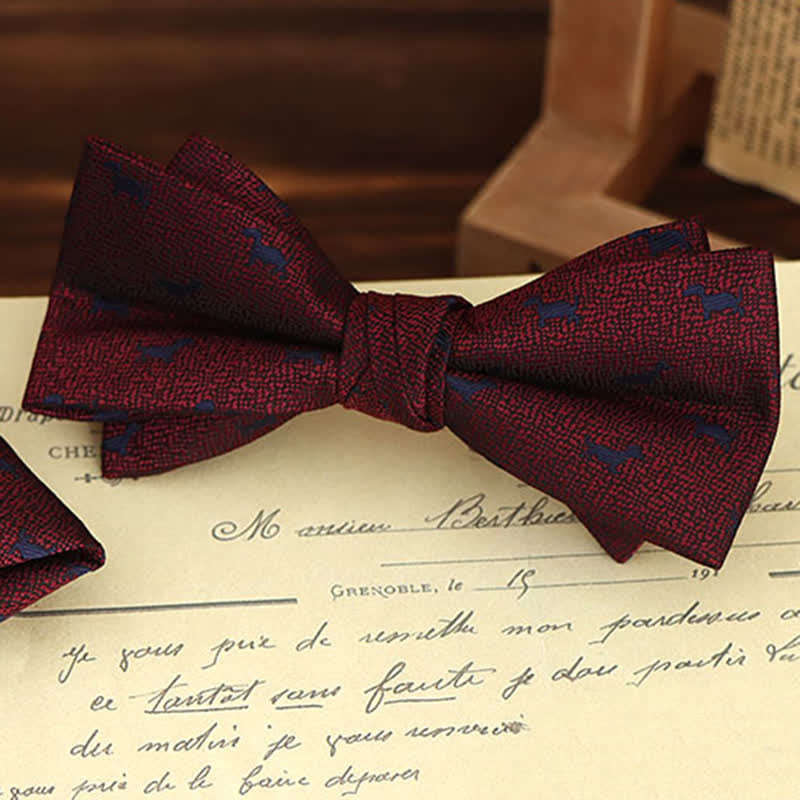Set di 2 fazzoletti con papillon e motivo floreale bordeaux da uomo