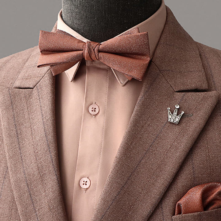 Set di 2 fazzoletti da taschino con papillon marrone retrò da uomo