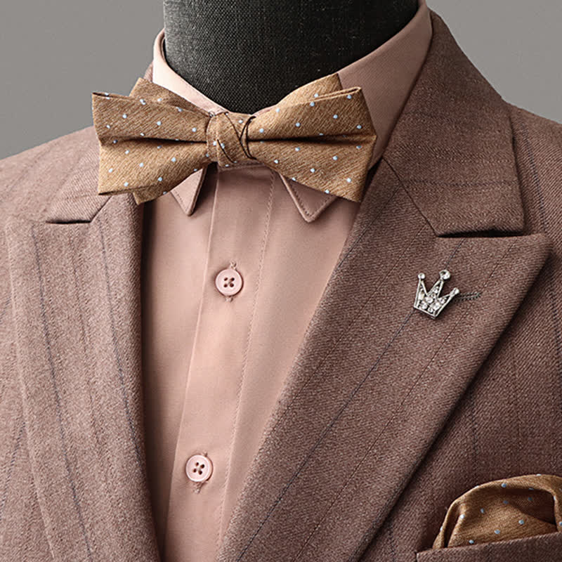 Set di 2 fazzoletti da taschino con papillon marrone retrò da uomo
