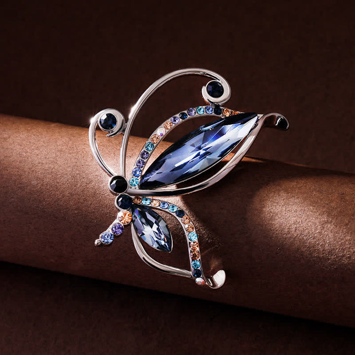 Spilla da donna con strass di cristallo blu a forma di farfalla