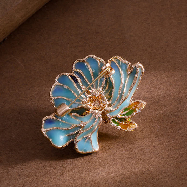 Spilla da donna con peonia smaltata e perle intarsiate - image 4