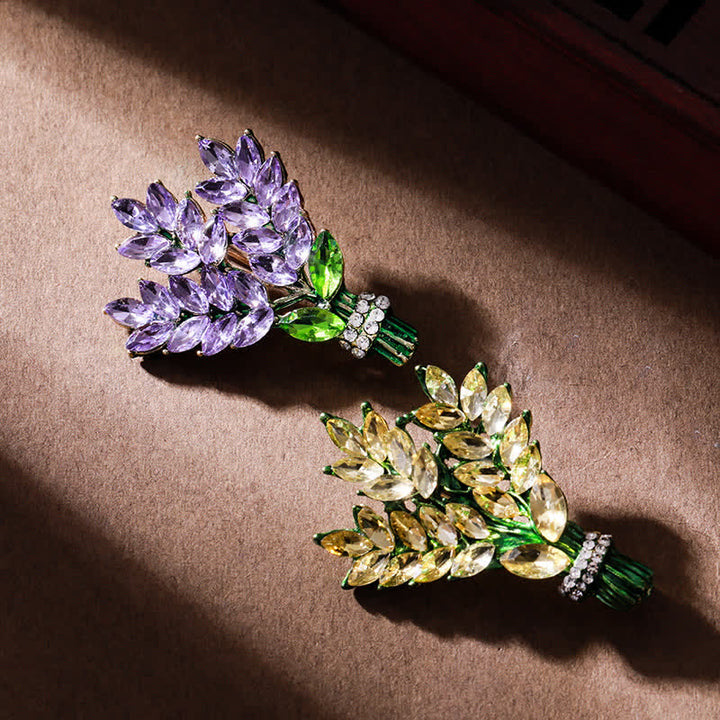 Spilla da donna con bouquet di strass e lavanda