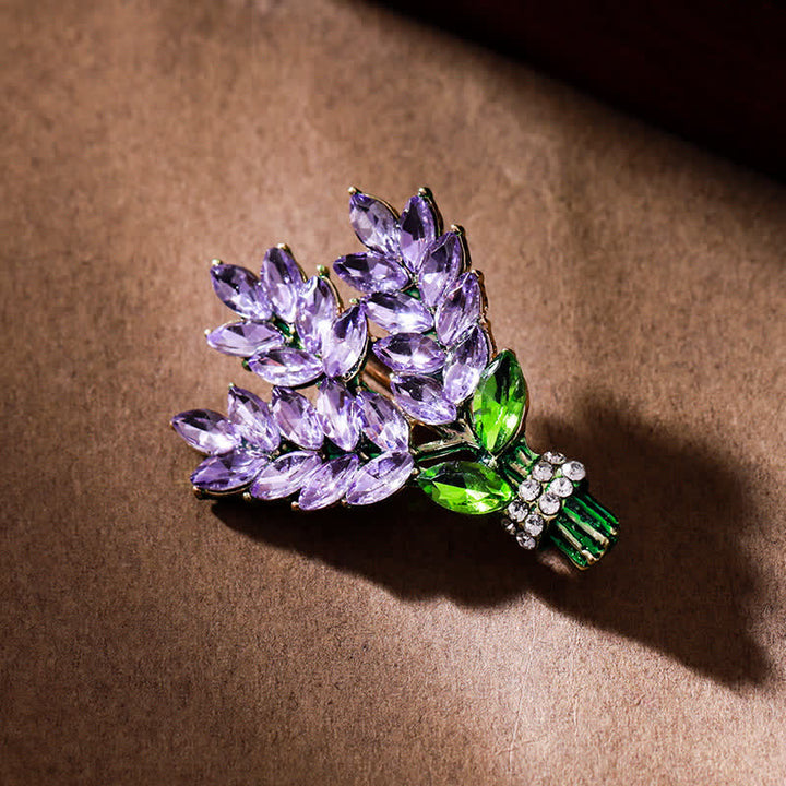 Spilla da donna con bouquet di strass e lavanda