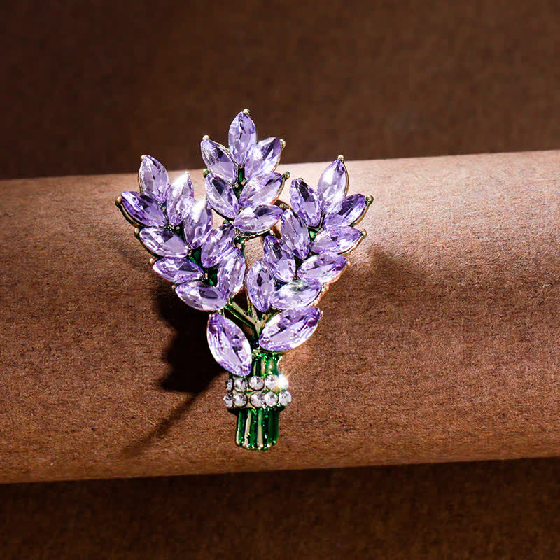 Spilla da donna con bouquet di strass e lavanda - Viola - image 0