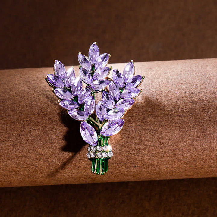 Spilla da donna con bouquet di strass e lavanda - Viola - image 0