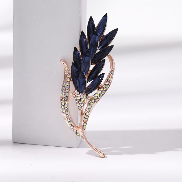 Spilla da donna con spiga di grano dorata e strass - Blu - image 6