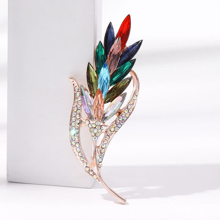 Spilla da donna con spiga di grano dorata e strass