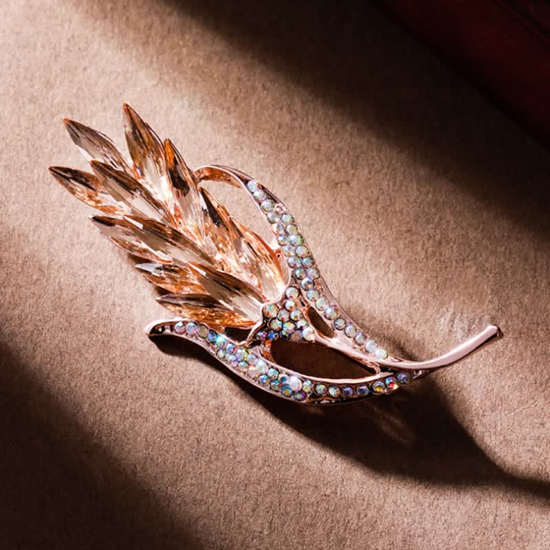 Spilla da donna con spiga di grano dorata e strass