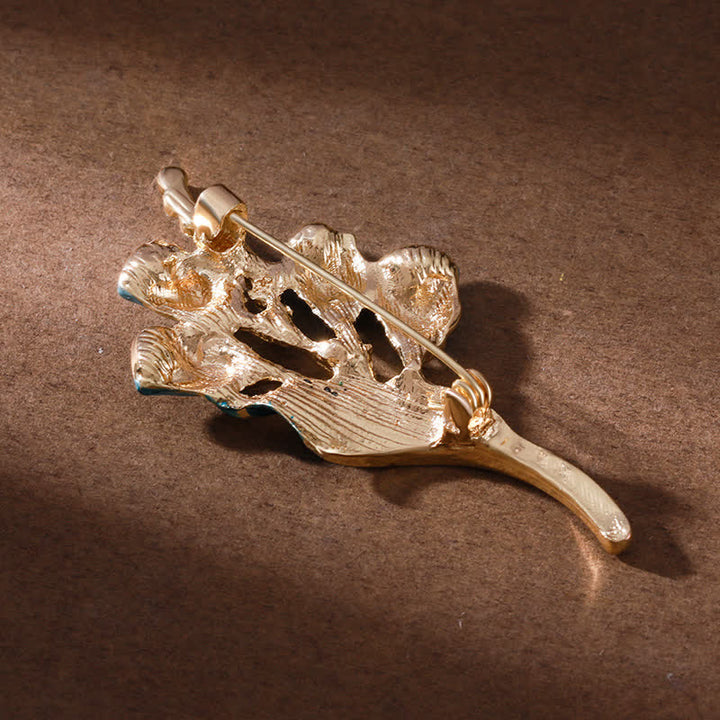 Spilla elegante da donna in smalto dorato a forma di tulipano