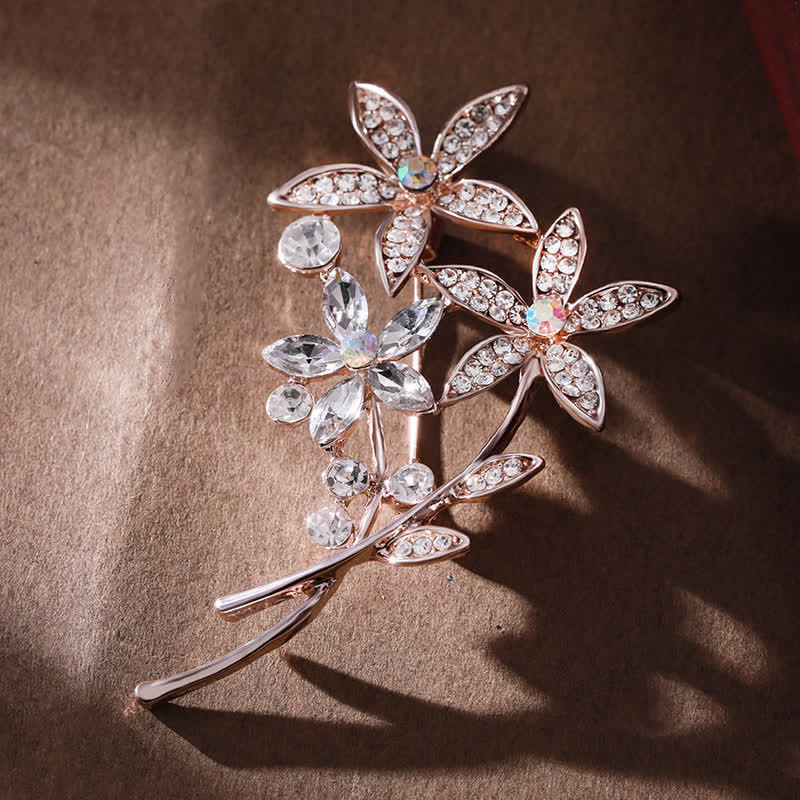 Spilla da donna con fiore di strass scintillanti - Bianco - image 4