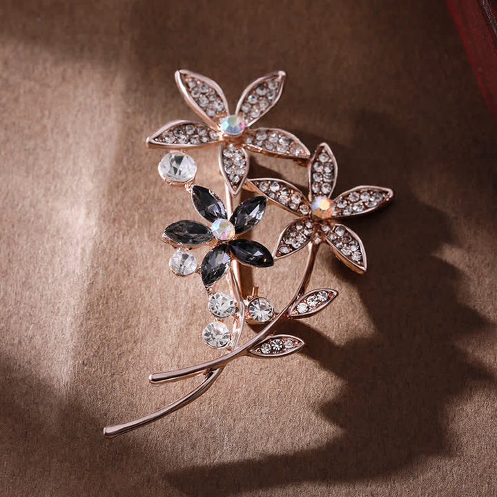Spilla da donna con fiore di strass scintillanti - Grigio - image 5