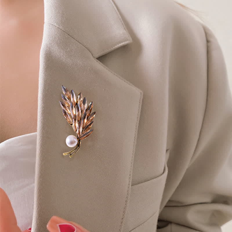 Spilla da donna con bouquet di grano dorato antico