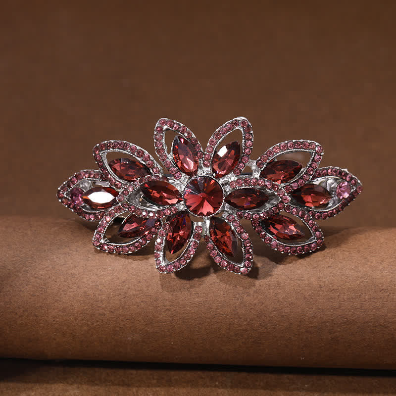 Fermaglio per capelli con fiore di strass di lusso da donna - Rosso - image 5