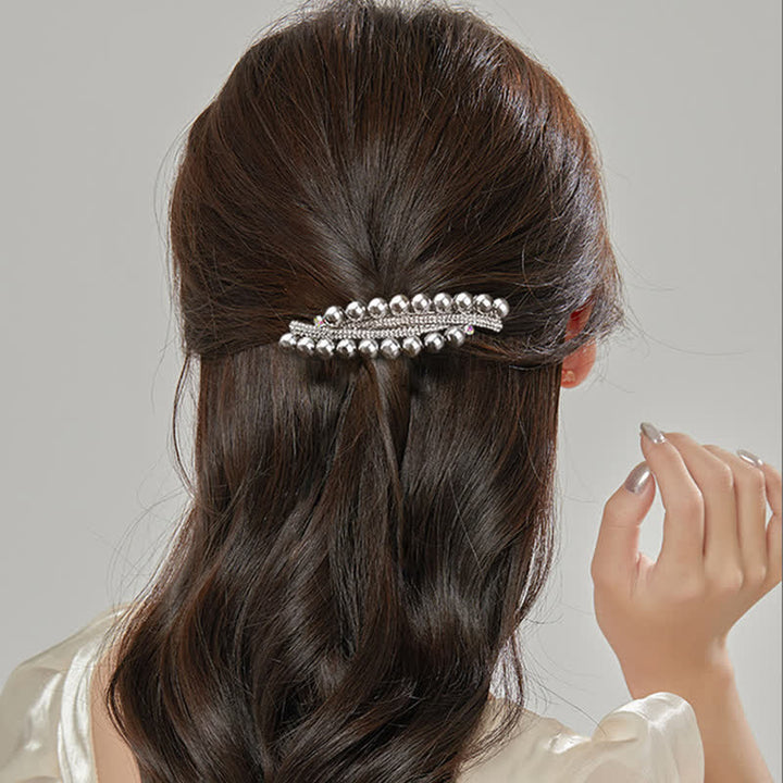 Fermaglio per capelli con perle finte a doppia fila da donna - image 7