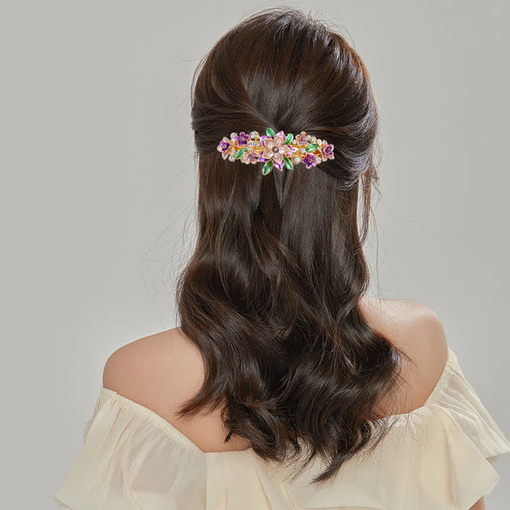 Fermaglio per capelli smaltato colorato a forma di fiore primaverile da donna