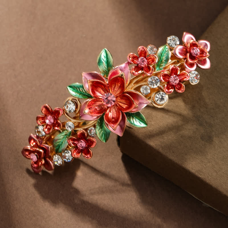 Fermaglio per capelli smaltato colorato a forma di fiore primaverile da donna
