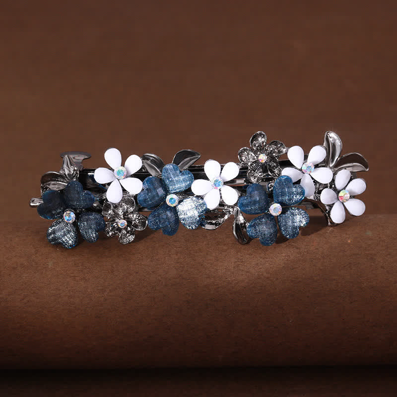 Fermaglio per capelli con fiori di margherite carini da donna - Bianco e blu - image 0
