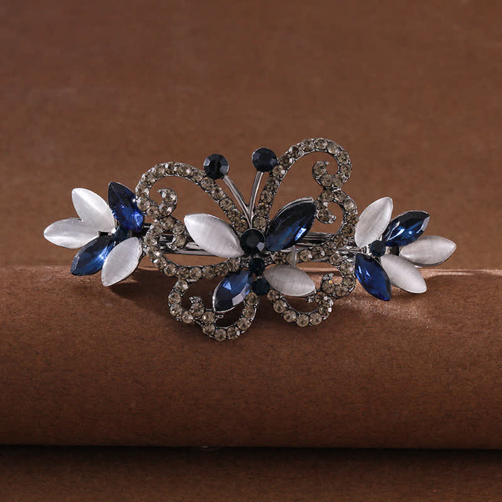 Fermaglio per capelli a farfalla con strass di cristallo da donna - Blu - image 0