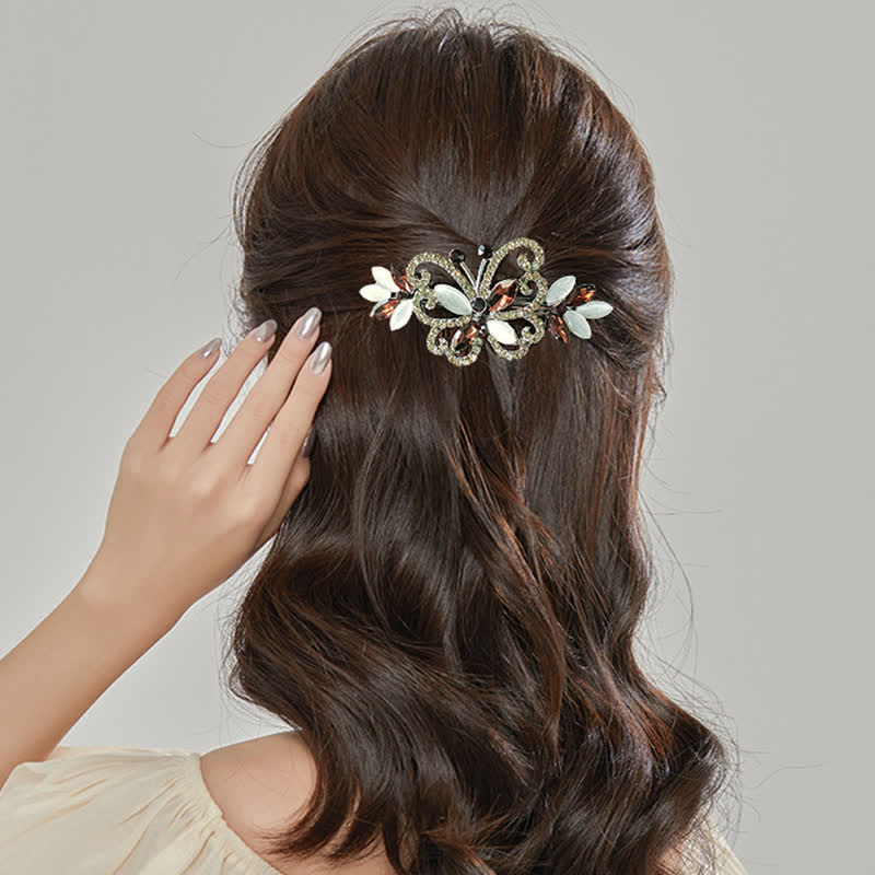 Fermaglio per capelli a farfalla con strass di cristallo da donna
