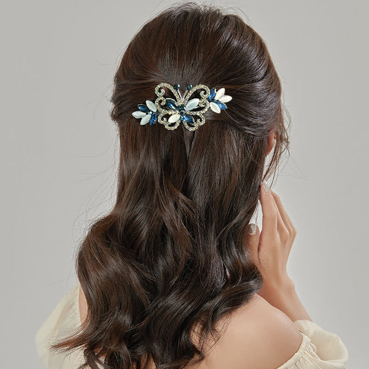 Fermaglio per capelli a farfalla con strass di cristallo da donna