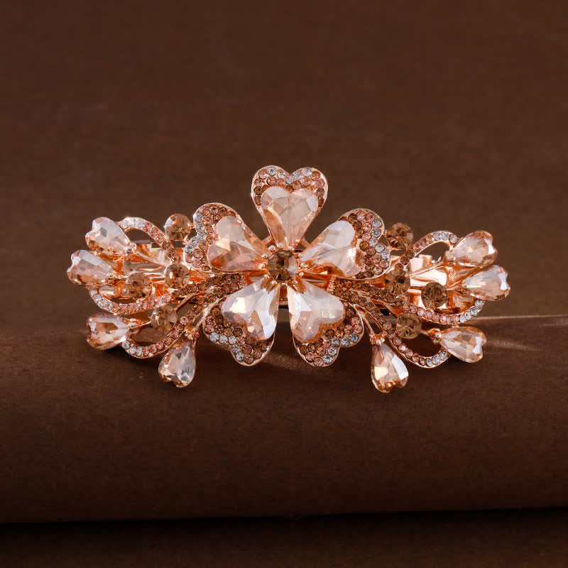 Fermaglio per capelli elegante con cristalli scintillanti e floreali da donna - Champagne - image 5