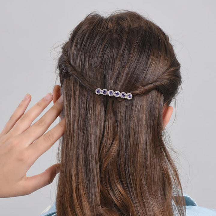 Fermaglio per capelli piccolo con strass floreale da donna - image 1