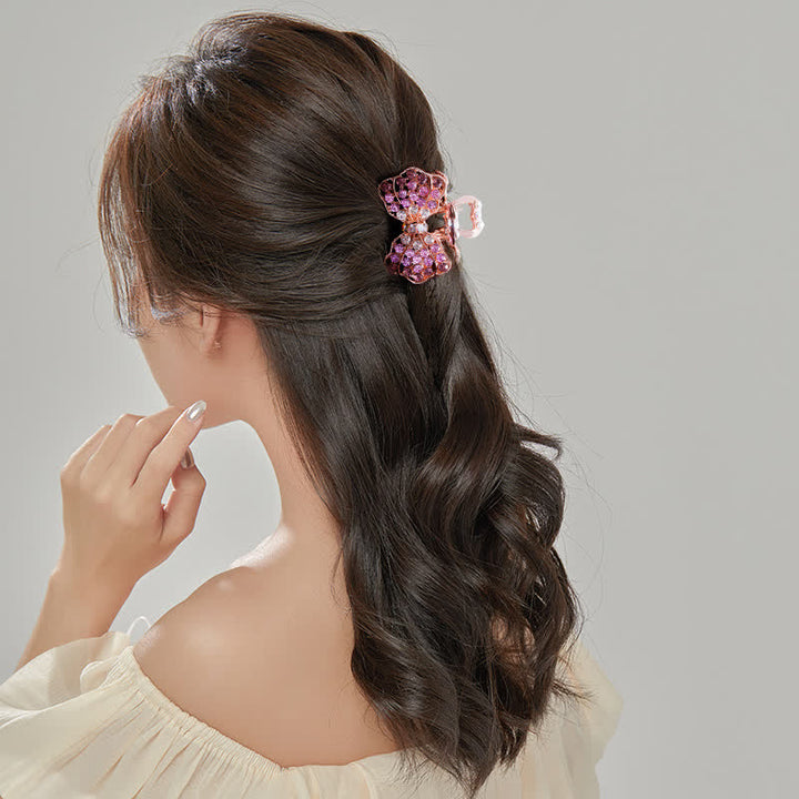 Fermaglio per capelli con fiocco e nodo scintillante da donna - image 1